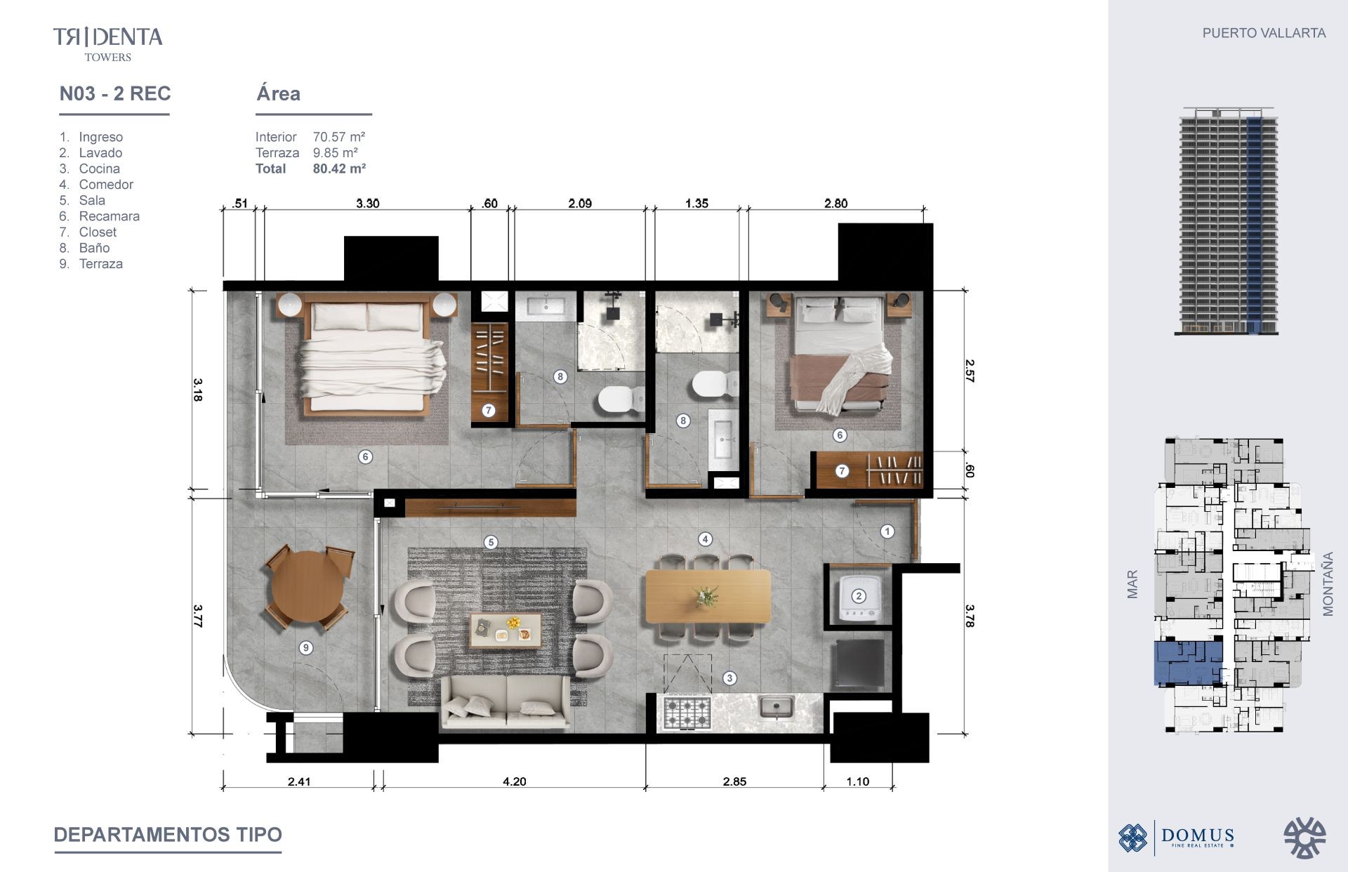 Planos de la unidad 203 de Tridenta Towers