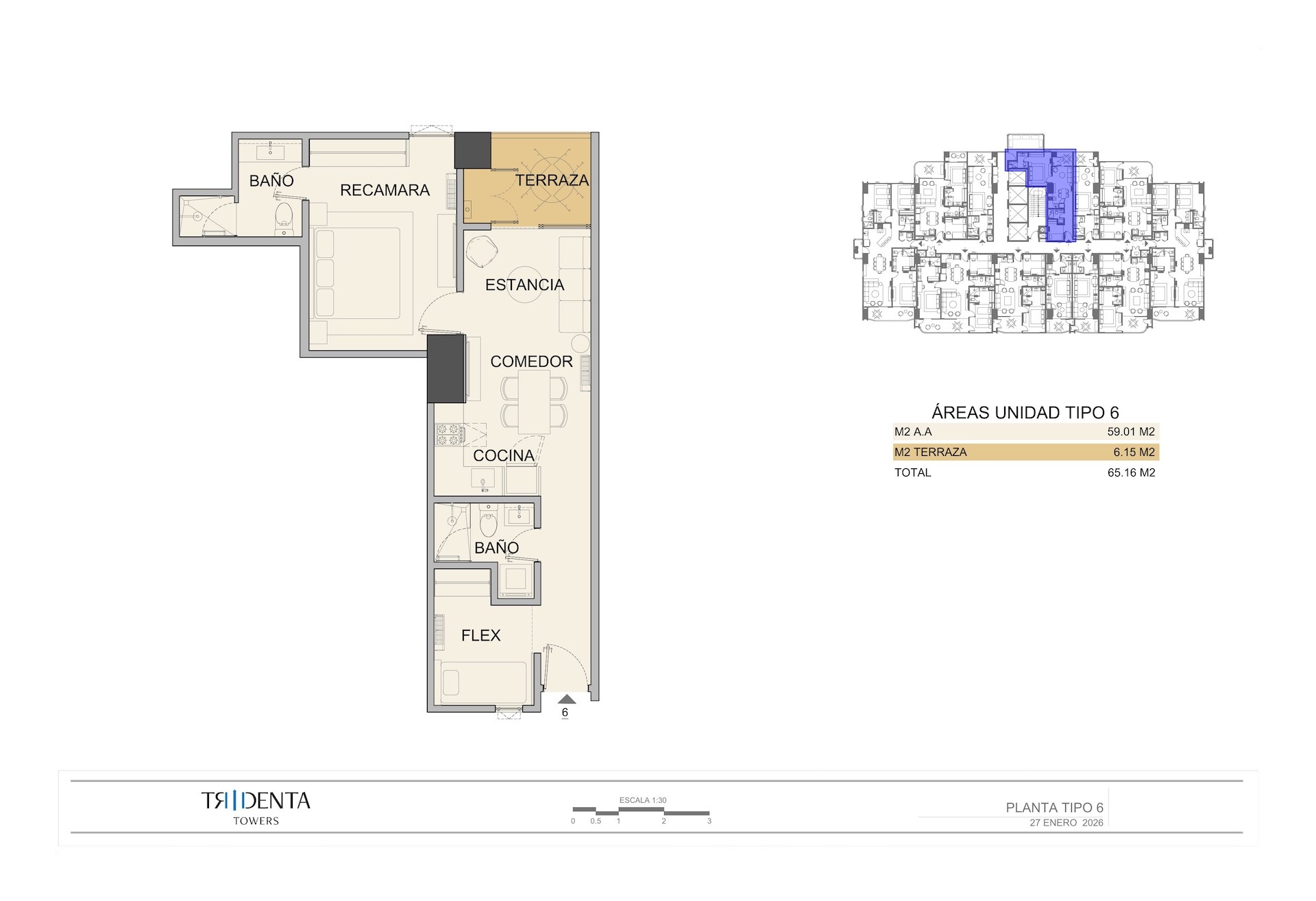 Planos de la unidad 2006 de Tridenta Towers