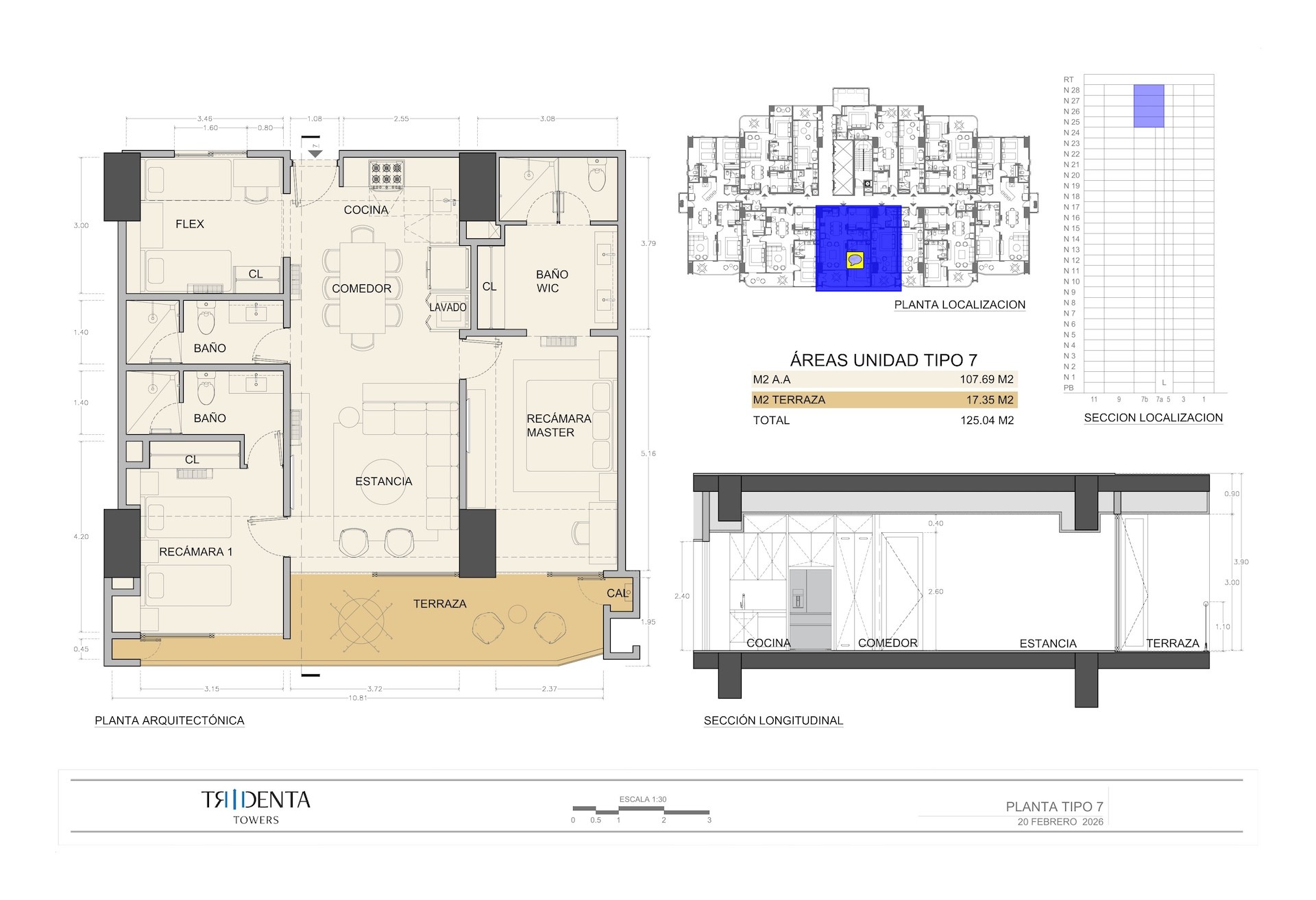 Planos de la unidad 2807 de Tridenta Towers