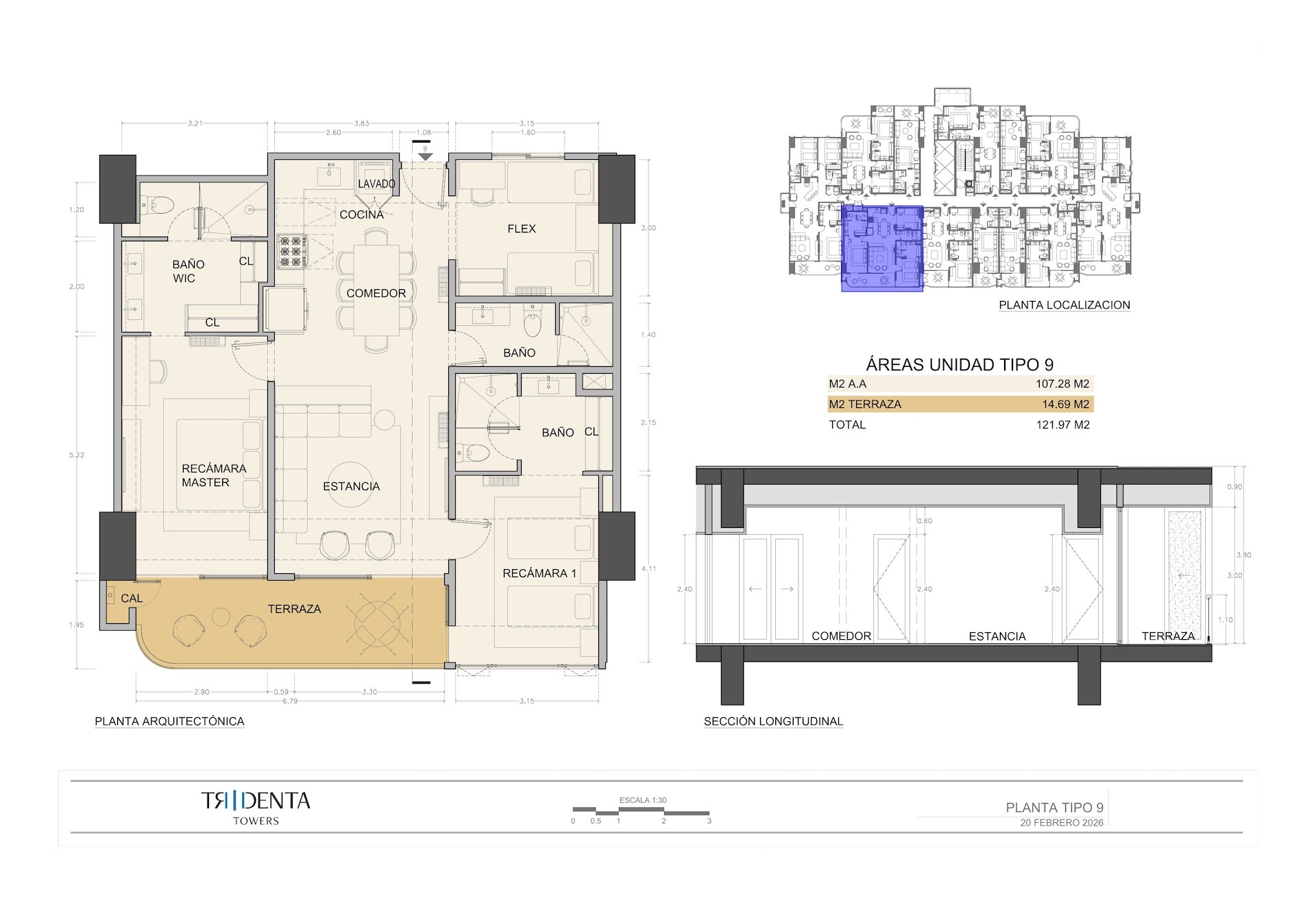 Planos de la unidad 2509 de Tridenta Towers