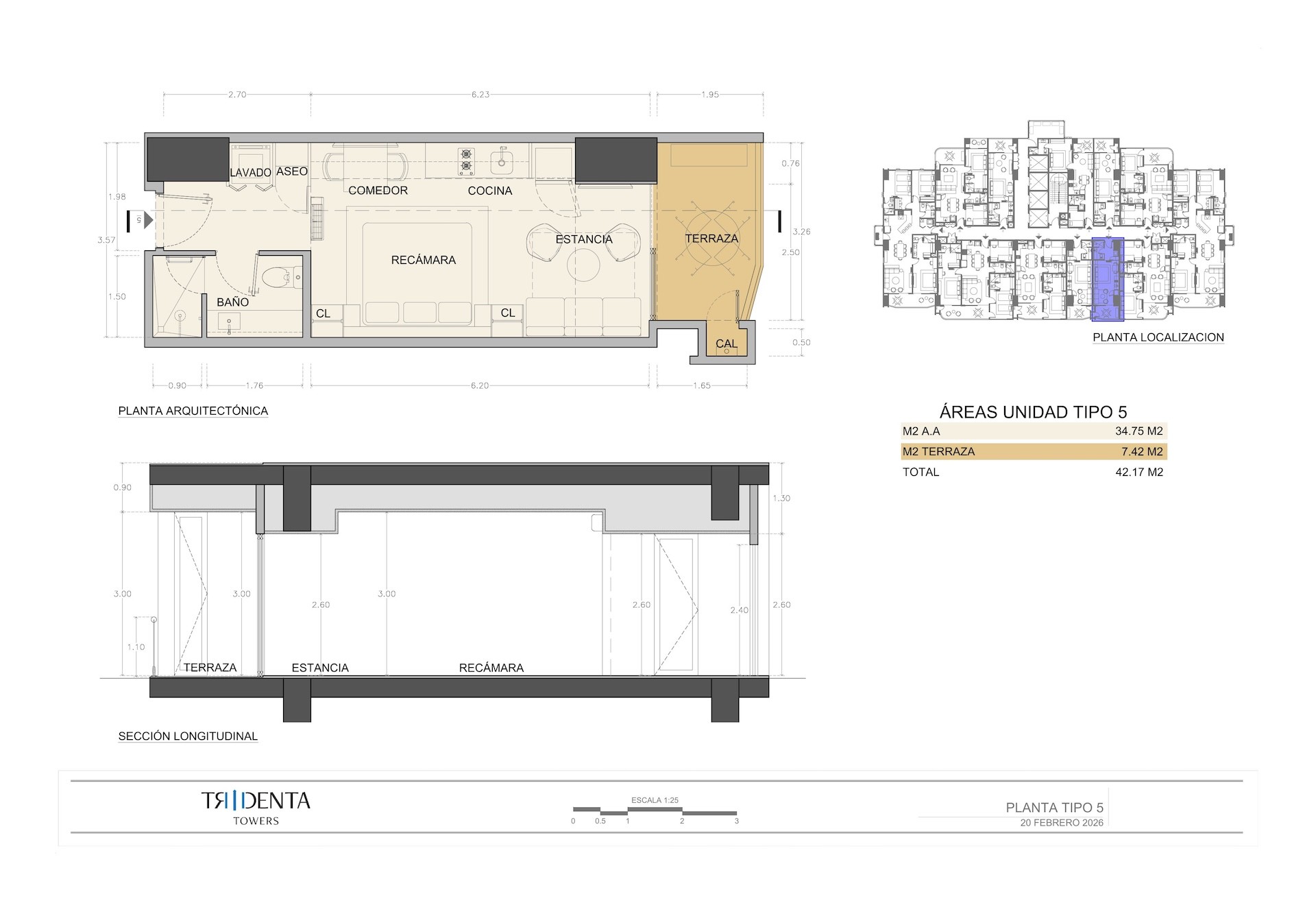 Planos de la unidad 605 de Tridenta Towers