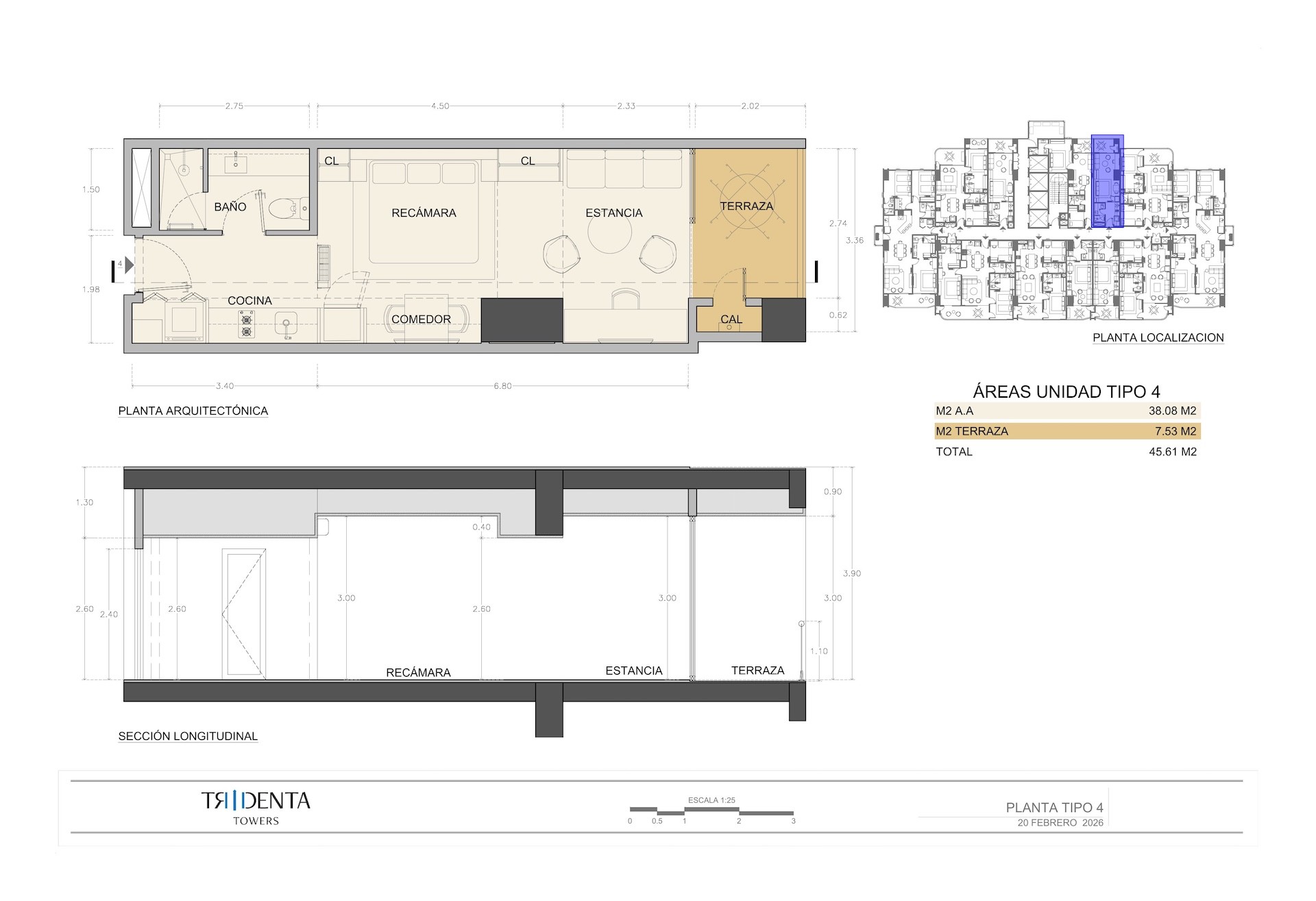 Planos de la unidad 1604 de Tridenta Towers