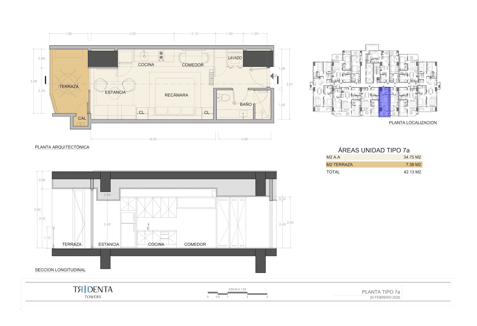 Planos de la unidad 1007A de Tridenta Towers