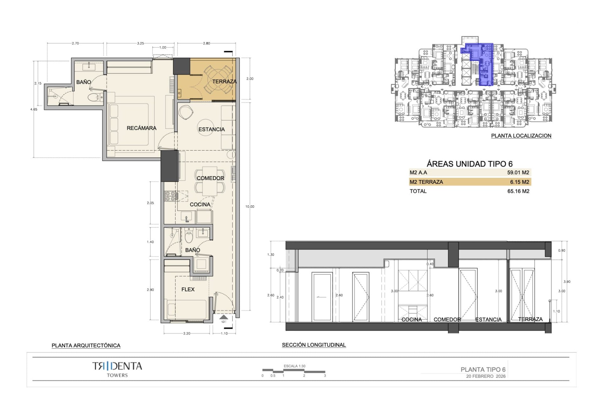Planos de la unidad 606 de Tridenta Towers